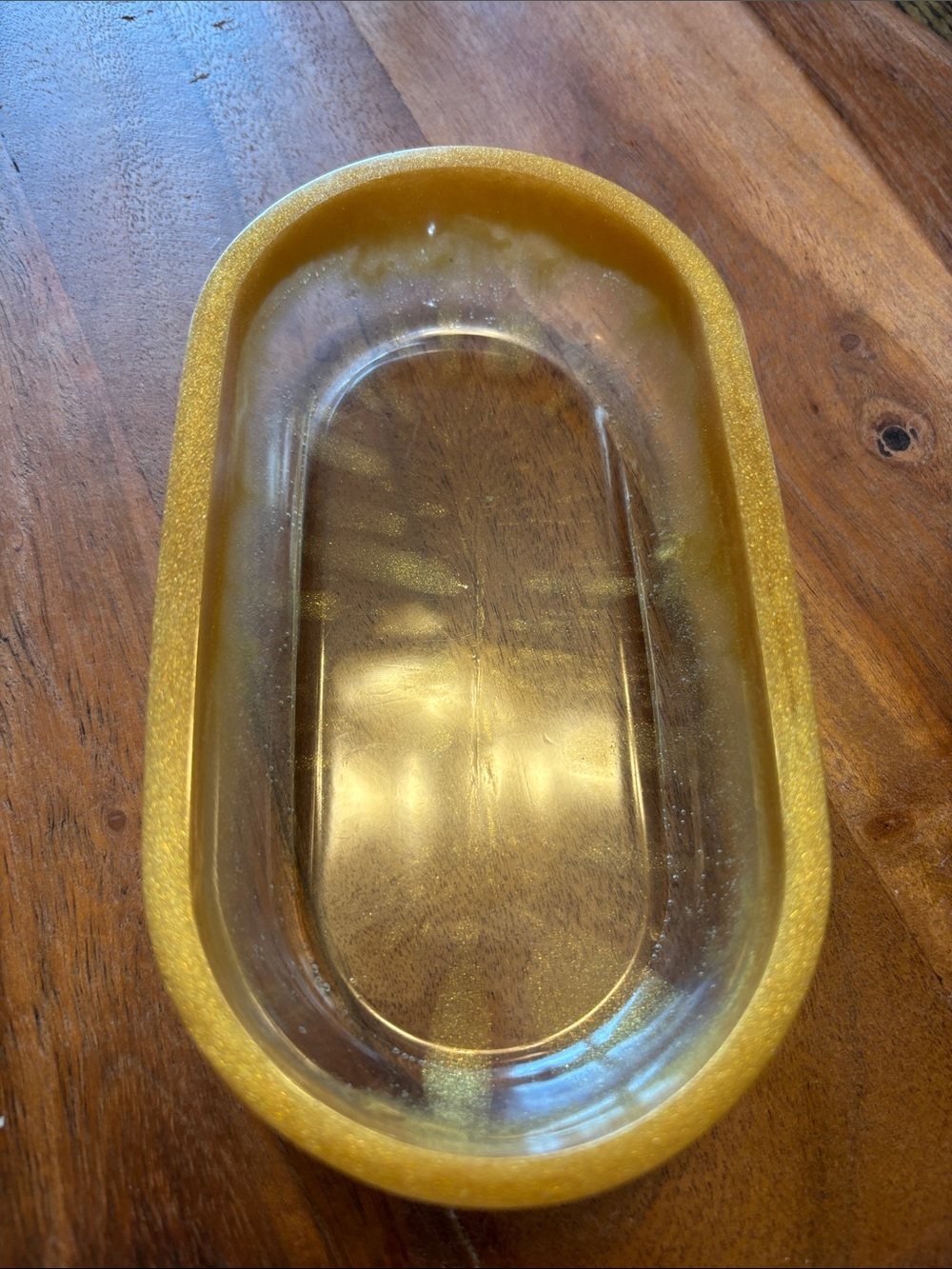 Gold-Dust/Clear Epoxy Trinket Dish. One of a kind